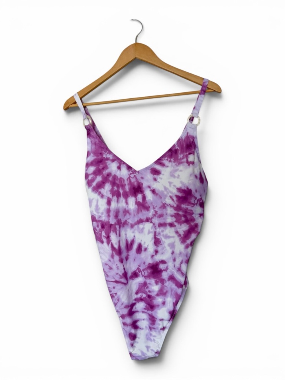 Purple Tie-Dye V-Neck One-Piece Swimsuit XXL